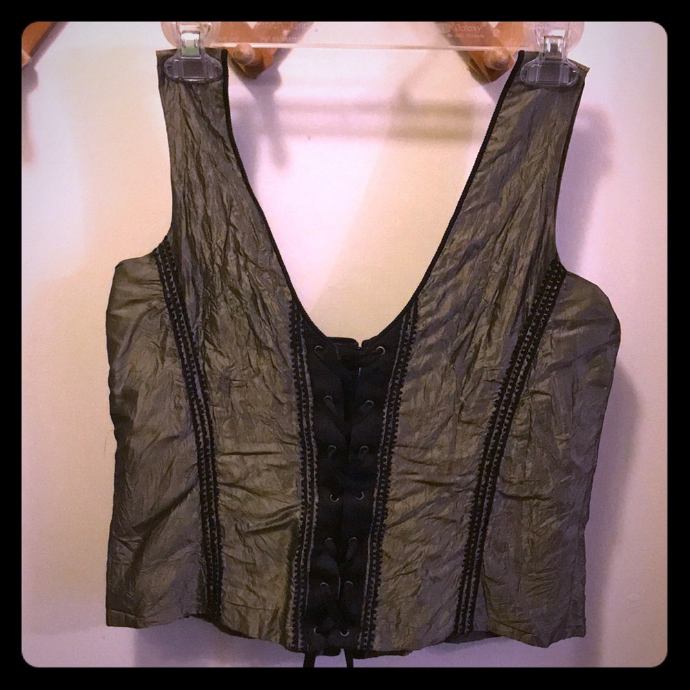 Olive green satin top